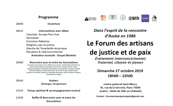 Invitation à participer au Premier Forum des artisans de Justice et de Paix dans l’Esprit d’Assise