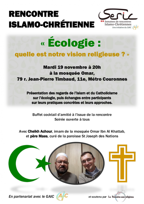 Débat islamo-chrétien avec le soutien de La Fontaine aux Religions (19 novembre 20h)